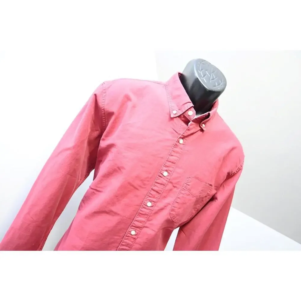 J Crew Dress Shirt Slim Untucked Dark Red Button Up Long Sleeve Mens Sz‎ Large